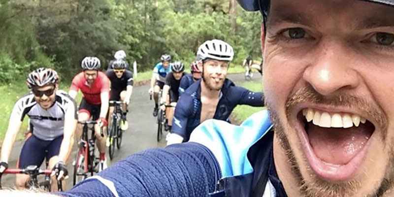 Excited CYC rider leading a group ride